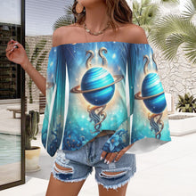 Load image into Gallery viewer, Designer (31) Aquarius Off Shoulder Trumpet Sleeve Blouse

