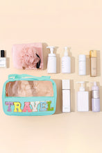 Load image into Gallery viewer, Purple TRAVEL Chenille Letter Clear PVC Makeup Bag
