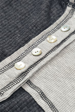 Load image into Gallery viewer, Gray Colorblock Seamed Ribbed Henley Hoodie

