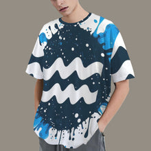 Load image into Gallery viewer, Aquarius Round Neck Loose T-Shirt (Inky Splatter) 4
