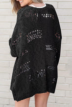 Load image into Gallery viewer, Black Casual Hollowed Knit Dolman Sleeve Cardigan
