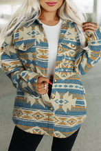 Load image into Gallery viewer, Multicolor Western Aztec Print Button Flap Pocket Shacket
