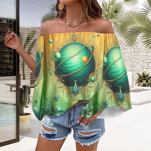 Pisces Off Shoulder Trumpet Sleeve Blouse