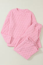 Load image into Gallery viewer, Pink Solid Quilted Pullover and Pants Outfit
