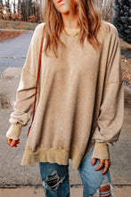 Load image into Gallery viewer, Gray Drop Shoulder Ribbed Trim Oversized Sweatshirt
