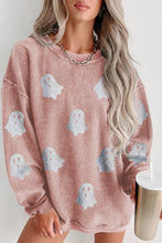 Load image into Gallery viewer, Black Halloween Ghost Corded Crew Neck Loose Sweatshirt
