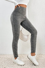 Load image into Gallery viewer, Gray Wide Waistband Ribbed Textured Knit Leggings
