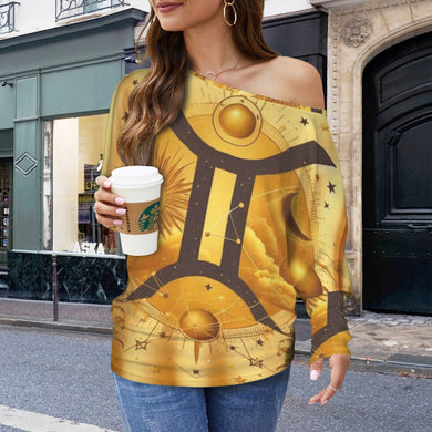 Designer (26) Gemini Casual Long Batwing Sleeve Off Shoulder Sweater
