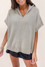 Load image into Gallery viewer, Light Grey Quarter Zip Short Batwing Sleeve Sweater
