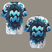 Load image into Gallery viewer, Aquarius Round Neck Loose T-Shirt (Inky Splatter) 2
