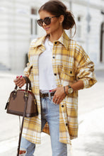 Load image into Gallery viewer, Sky Blue Plaid Flap Pocket Long Sleeve Shacket
