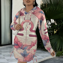 Load image into Gallery viewer, Design 52 Libra long sleeve hooded drawstring sweatshirt dress
