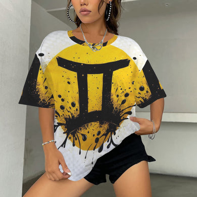 Gemini Round Neck Loose T-Shirt (Inky Splatter) 3