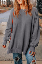 Load image into Gallery viewer, Gray Drop Shoulder Ribbed Trim Oversized Sweatshirt
