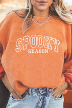 Load image into Gallery viewer, Orange SPOOKY SEASON Embroidered Letter Graphic Twisted Ribbed Sweatshirt
