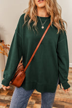 Load image into Gallery viewer, Duffel Green Oversized Drop Shoulder Split Hem Sweatshirt
