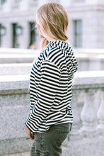Load image into Gallery viewer, Burgundy Stripe Kangaroo Pocket Drawstring Hoodie
