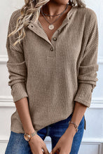 Load image into Gallery viewer, Jungle Green Rib Textured Henley Knit Top
