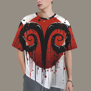 Aries Round Neck Loose T-Shirt (Inky Splatter) 4