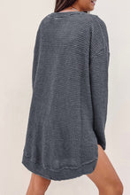 Load image into Gallery viewer, Black Waffle Knit High Slits Oversized Top
