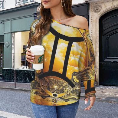 Designer (29) Gemini Casual Long Batwing Sleeve Off Shoulder Sweater