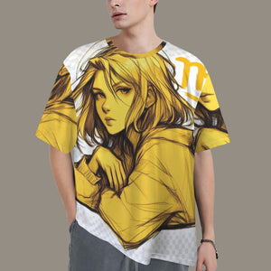 Gemini Round Neck Loose T-Shirt (Rough Sketch) 2