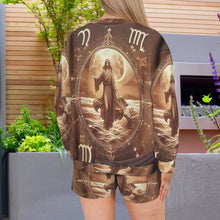 Load image into Gallery viewer, Designer (53) Virgo  Long Sleeve Fleece Sweatshirt &amp; Drawstring Shorts Set
