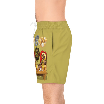 Leo Men's Birthday Mid-Length Swim Shorts (AOP)