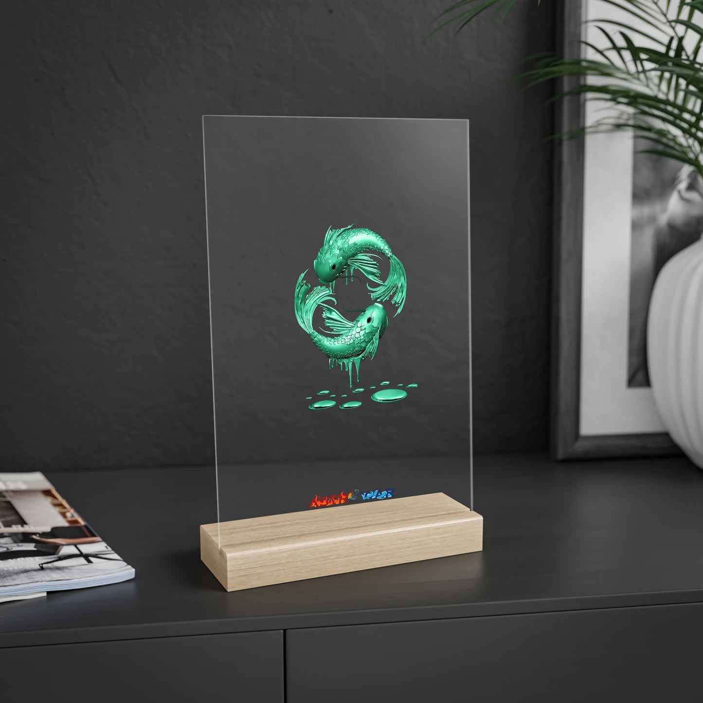 Pisces (G2) Acrylic Sign with Wooden Stand