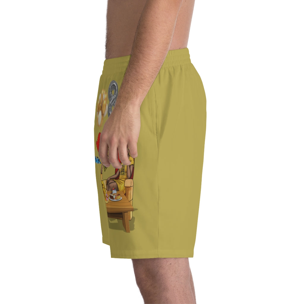 Leo Men's Birthday Elastic Beach Shorts (AOP)