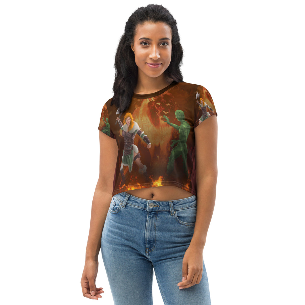 Leo All-Over Print Crop Tee