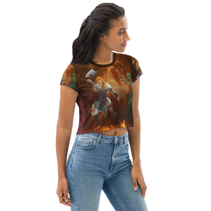 Leo All-Over Print Crop Tee