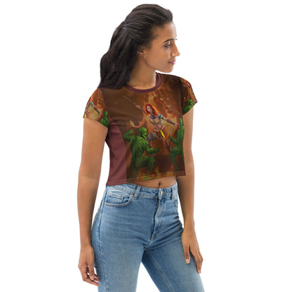 Leo All-Over Print Crop Tee