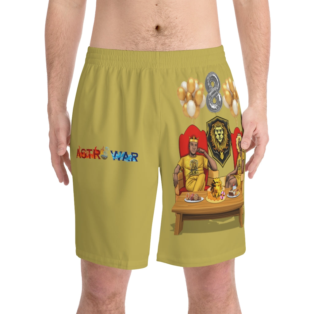 Leo Men's Birthday Elastic Beach Shorts (AOP)